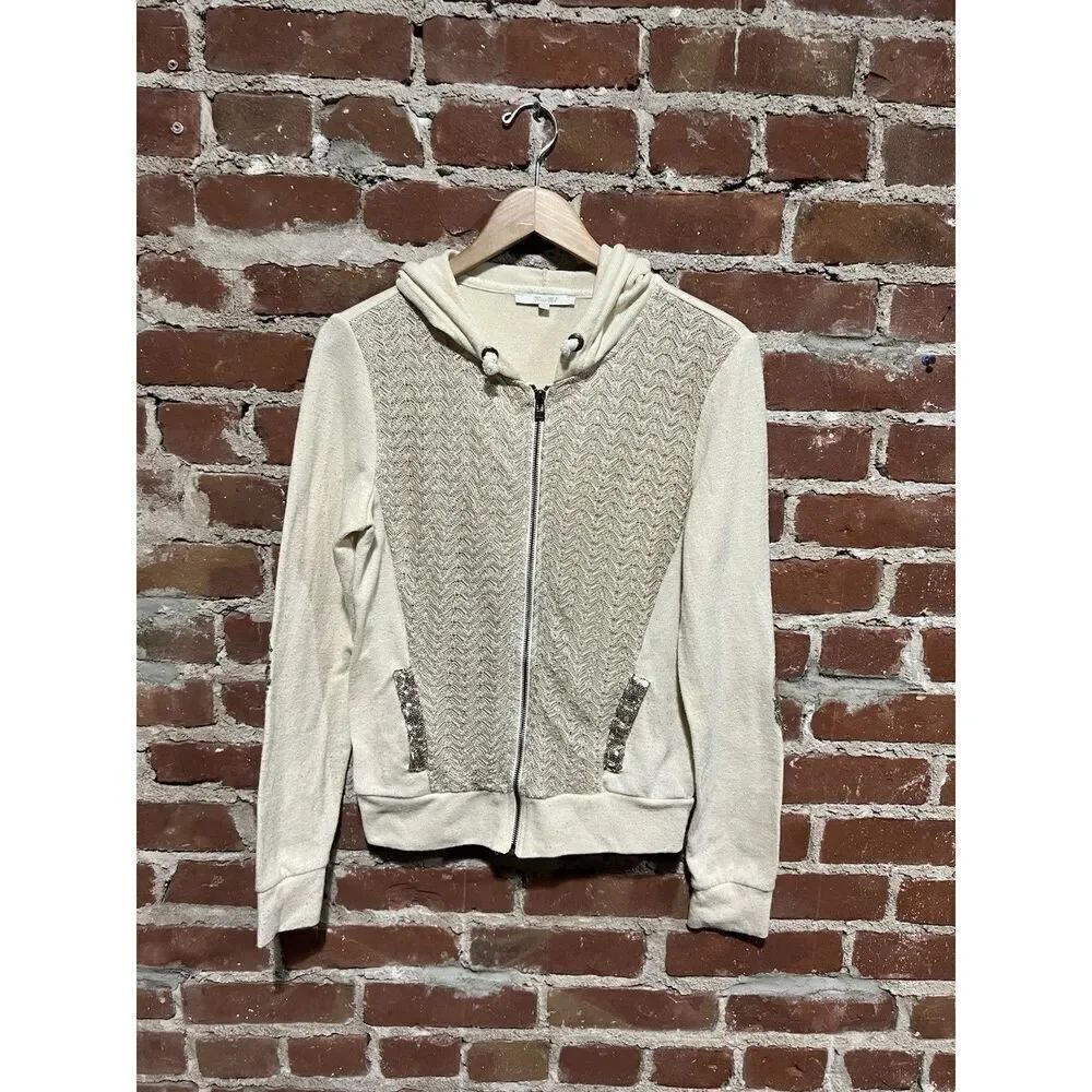 Miss Me Brown Full Zip Hooded Sweatshirt size Medium